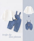 Conjunto Jumper Corto de Denim "Teddy Basic" 🧸 con Camiseta Blanca